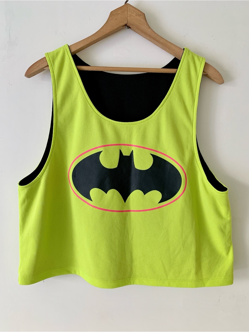 Batman Neon Yellow and Black Reversible Active Performance Crop Top